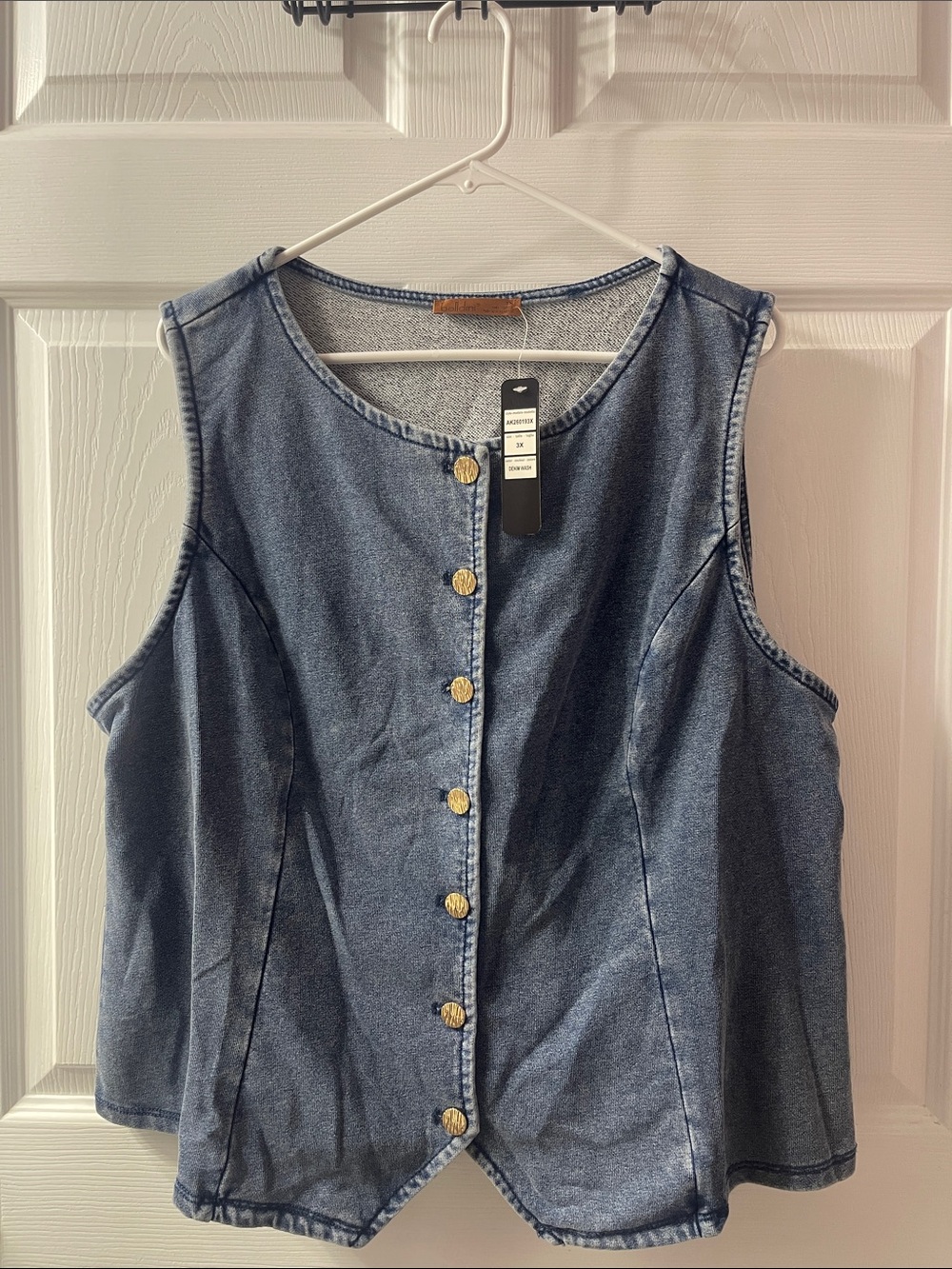 Belldini Sleeveless Denim Button-Front Top - Blue